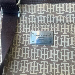 Tommy Hilfiger Tan Monogram Messenger Bag